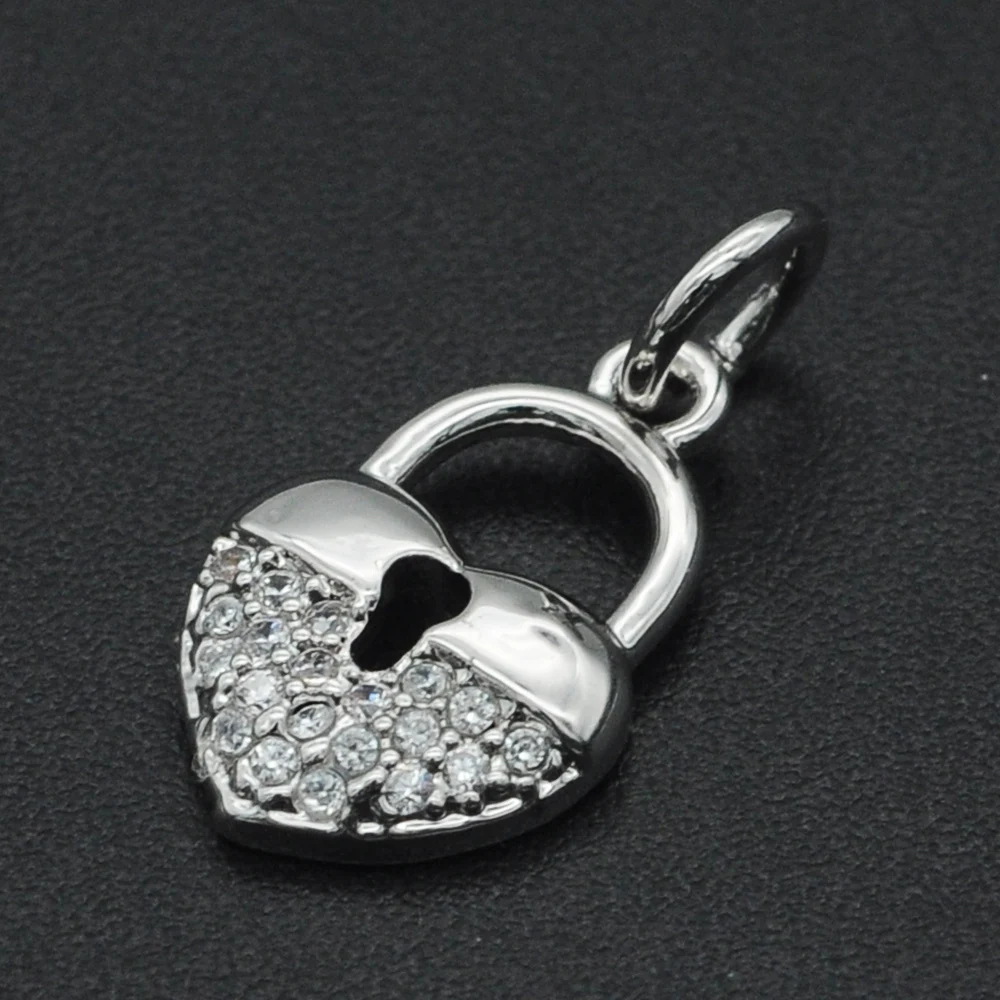 Wholesale Jewelry Accessories: DIY 17x9mm CZ Zircon Lock Charm Pendant for Necklace Making image 4