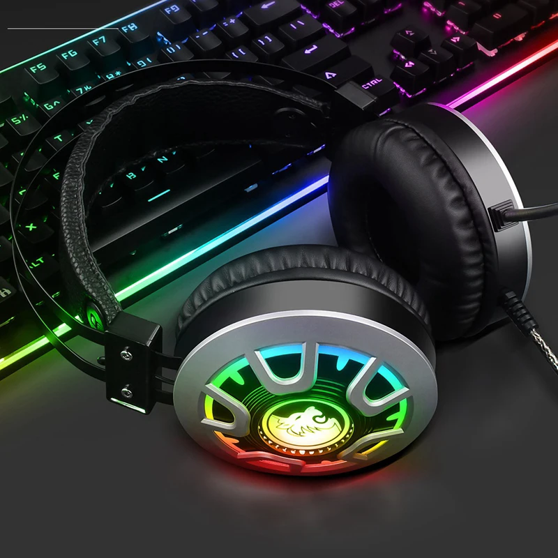 7 1 канальный объемный бас гарнитура PS4 Игровые наушники с шумоподавлением RGB