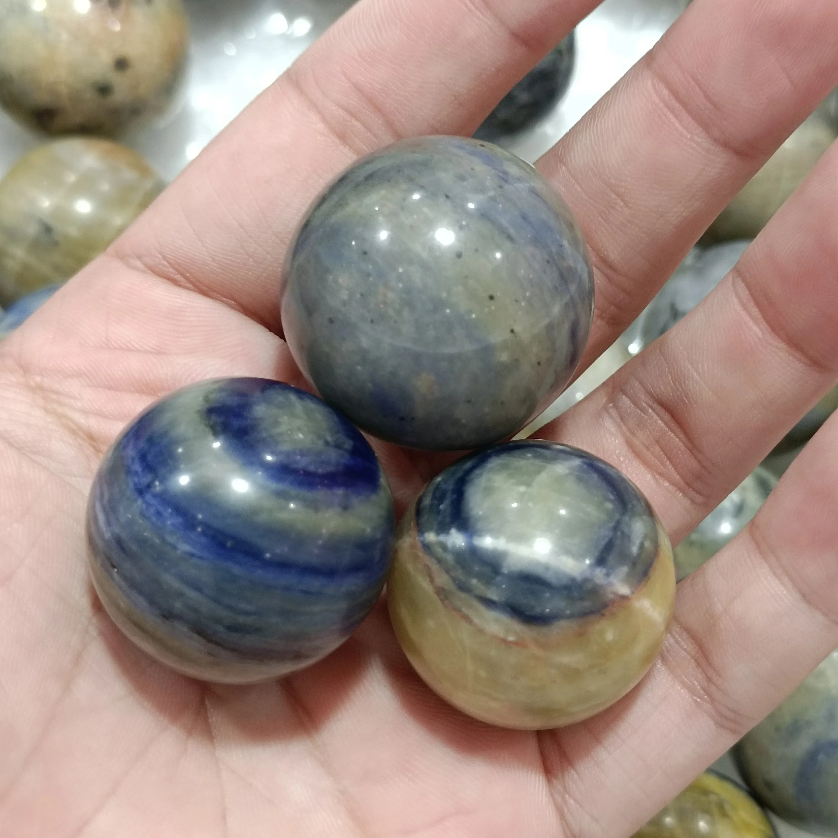 

3.5cm 1pc Natural Blue stone Quartz Sphere Crystal Ball Healing Stone Reiki Polished Decor Gift