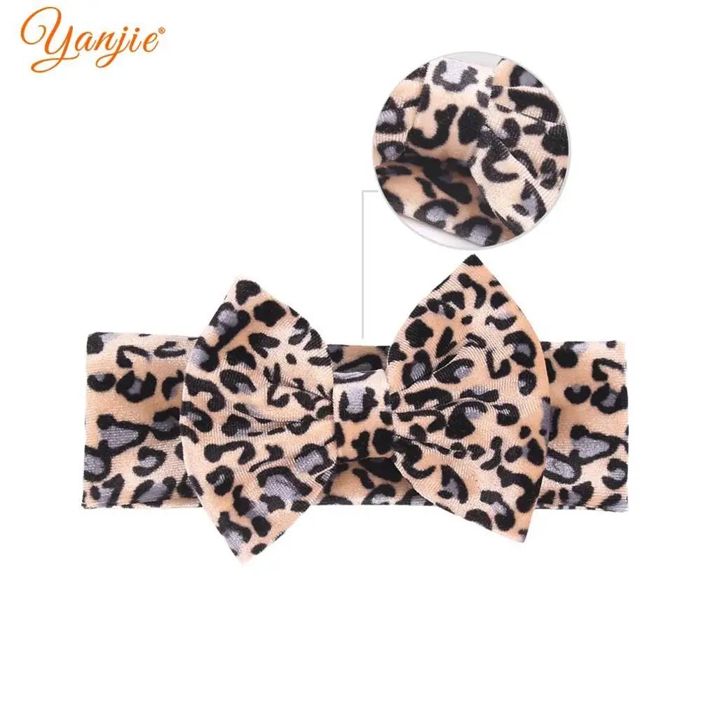 Леопардовая бархатная повязка на голову 5 дюймов банты для волос с животным