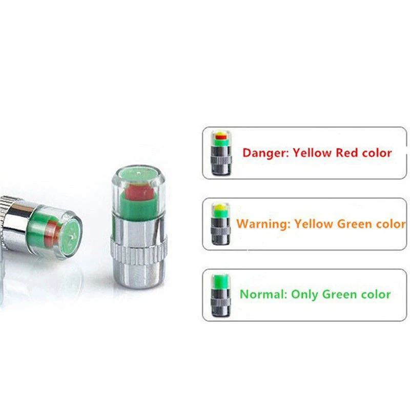 

4pcs Car Valve Cap Tire Pressure Gauge Indicator Alert Monitoring Valve Cap Sensor Tire Pressure Indicator Auto Car Accessories