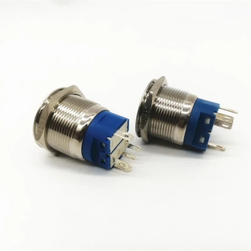 Автомобильный рожковый переключатель 16 мм металлический кнопочный СВЕТОДИОДНЫЙ