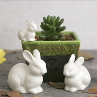 lovely ceramic rabbit family hare nordic style white home decoration desktop ornaments big ear furnishing craft fairy landscape