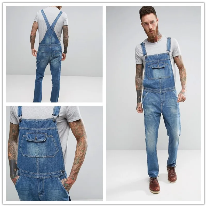 

New denim overalls slim slimming men's trousers hot style men's overalls one-piece casual pants