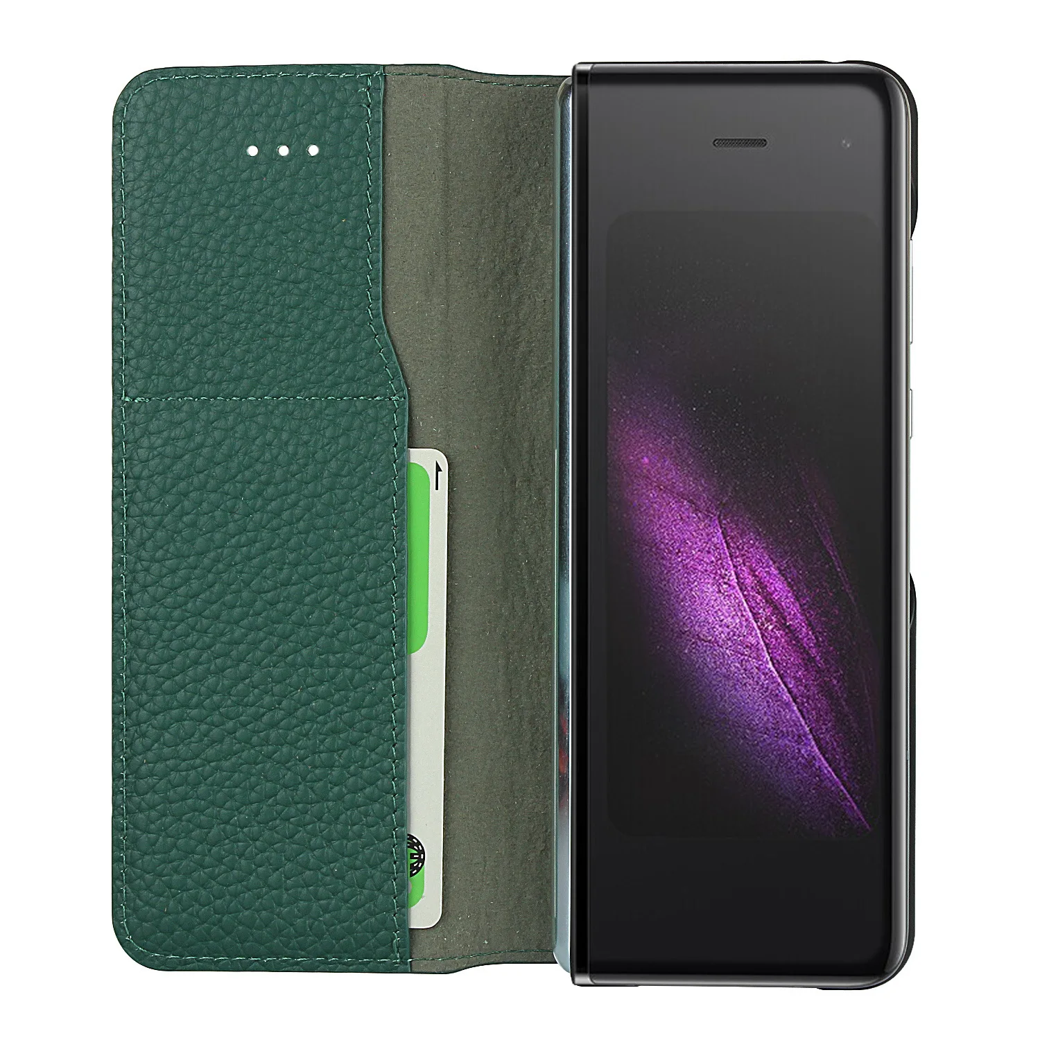 Magnetic Case for Samsung Galaxy Fold Case Luxury Lychee Genuine Leather Wallet Flip Card Slot Cover for Samsung Fold 1 Case