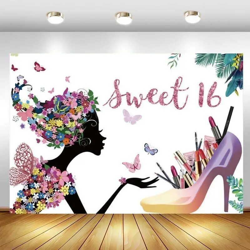 

Принцесса сладкий 16 день рождения Фотофон для девочек на высоком каблуке помада Фотофон баннер декоративные принадлежности