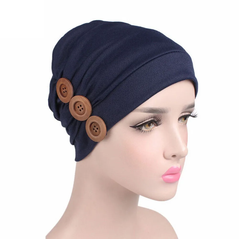 

Satin head wrap Women Cancer Chemo Hat Beanie Scarf T Head Wrap Sleep Cap Stretch Soft Comfy Headdress Buttons Free shipping New