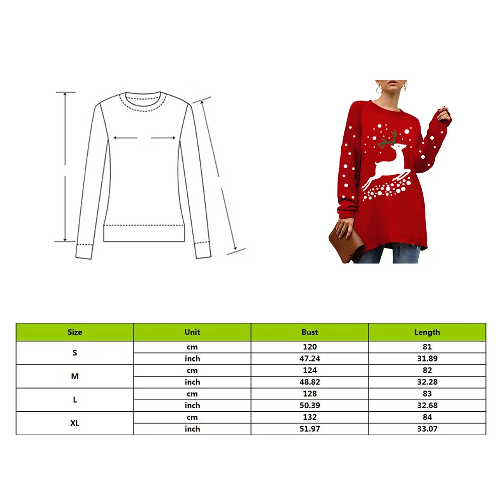 HEFLASHOR 2019 Christmas Women Sweater Jumper Winter Elk Print O-Neck Long Sleeve knitted Pullover Medium long female clothing | Женская