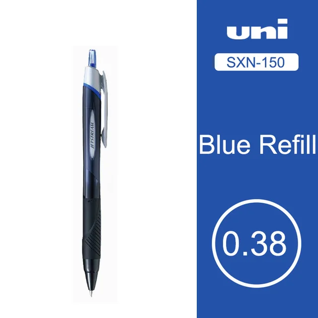 blue ink Шариковая ручка UNI SXN-150-38 серии Jetstream 0,38 мм сглаживающая масляная ручка с низким коэффициентом трения Япония 1 шт - Цвет: blue ink