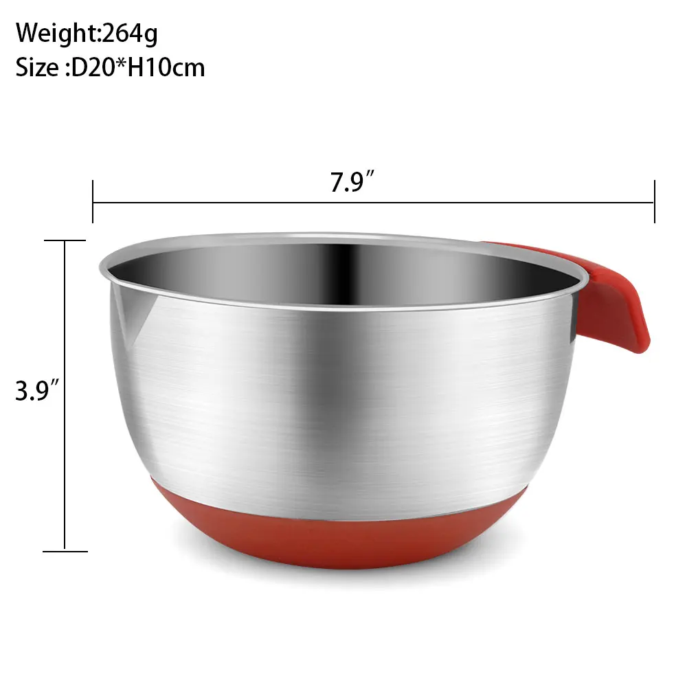 Silica gel handle mouthing bowl stainless steel 304 and basin salad cake food container cooking baking kitchen tool | Дом и сад