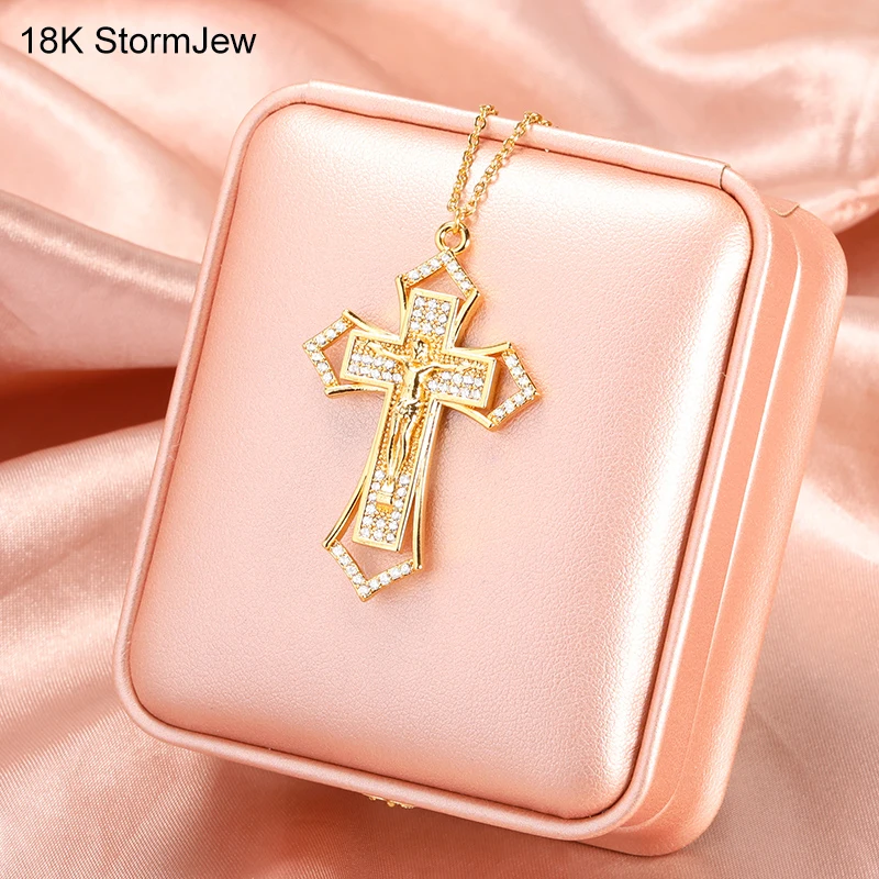 

Jesus Cross Necklace Amulet Pendant Catholic Christian Necklace For Women Men Prayer Faith Baptism Choker Jewelry Religious Gift