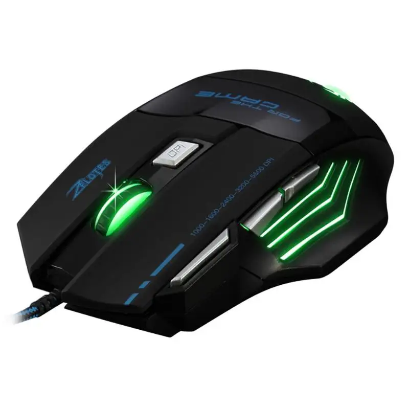 ZELOTES T-80 Проводная игровая мышь USB T80 5500 dpi 7 кнопок подсветка светодиодный оптическая компьютерная мышь геймерская мышь для настольного ПК ноутбука