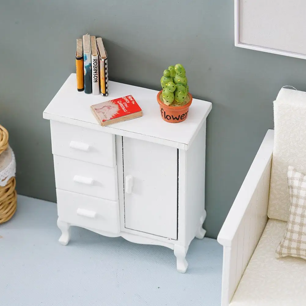 

Mini House Furniture Miniature Decoration Pocket One Door Three Cabinets Bedroom Storage Cabinet