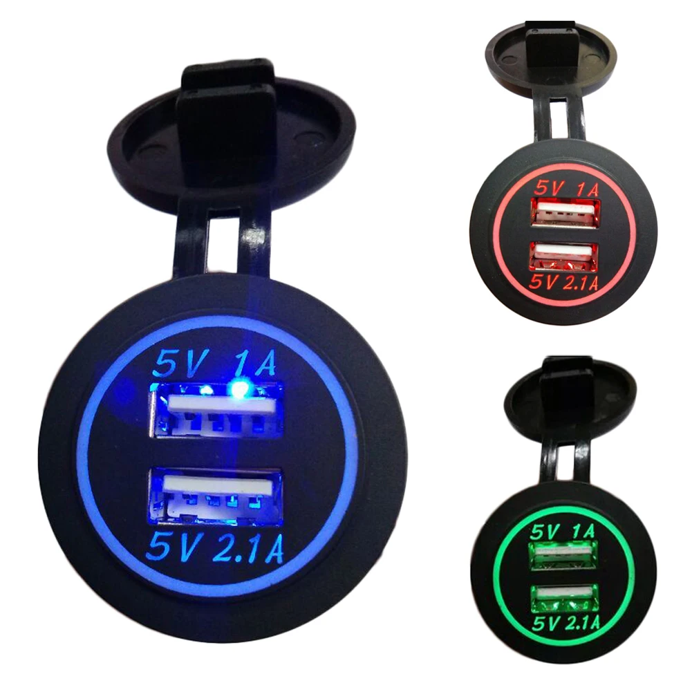 

Dual USB Ports Car Charger Universal 12-24V Waterproof Cigarette Lighter Socket 2 In 1 USB Charger Sockets for Phone Accessories
