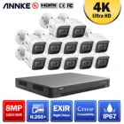 Система видеонаблюдения ANNKE 4K Ultra HD, 16 каналов H.265 + 8 Мп DVR с наружной водонепроницаемой камерой видеонаблюдения 12x8 Мп s CCTV Kit