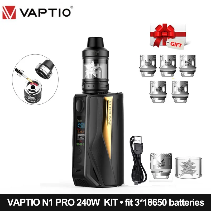 UK SHIP Vaptio N1 Pro KIT электронные сигареты Vape Kit 240W Box 2 мл атомайзер Frogman Coils 510 Mod подходит