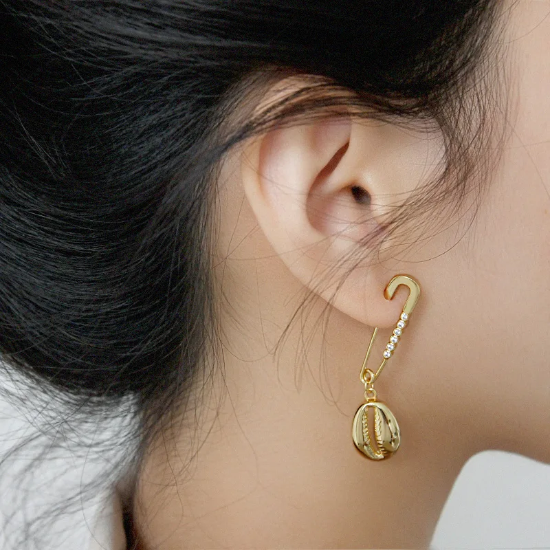 Пара сережек Silvology с 925 пробы серебряной раковиной креативные длинные серьги