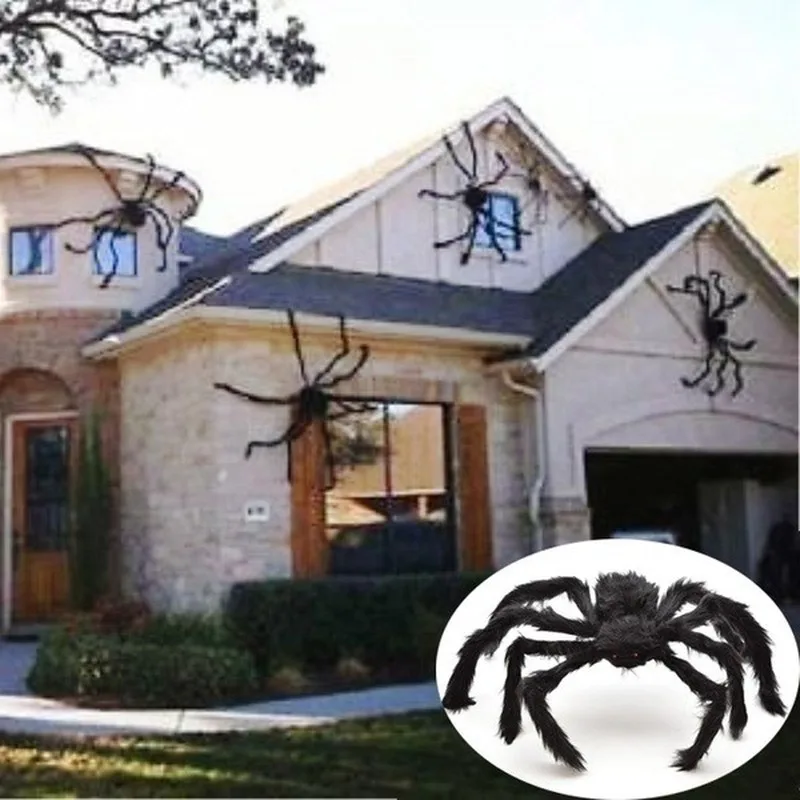 

30cm/50cm/60cm/75cm/90cm/125cm/150cm/200cm Black Spider Halloween Decoration Haunted House Prop Indoor Outdoor Giant Decor