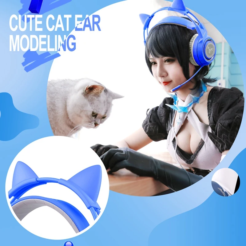 Preise Somic G952 BLAU Kopf-Montiert Headset Nette Katze Ohr 3,5 MM Gaming Kopfhörer Universal-Noise Reduktion Stereo Kopfhörer