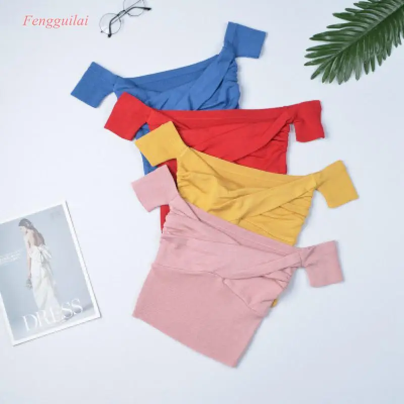 

Heliar Off shoulder Sweater Women Sexy Solid Pleated Crop Tops Small Size Highstreet 2020 Summer Tops Sweaters For Women
