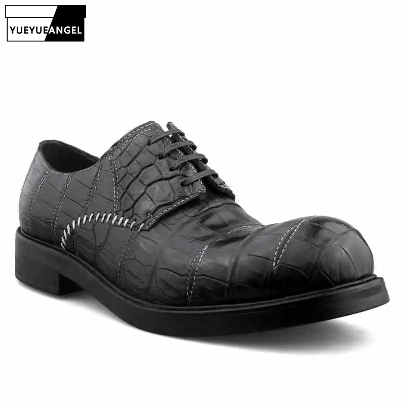 Мужские дизайнерские туфли ручной работы из крокодиловой кожи брендовые деловые