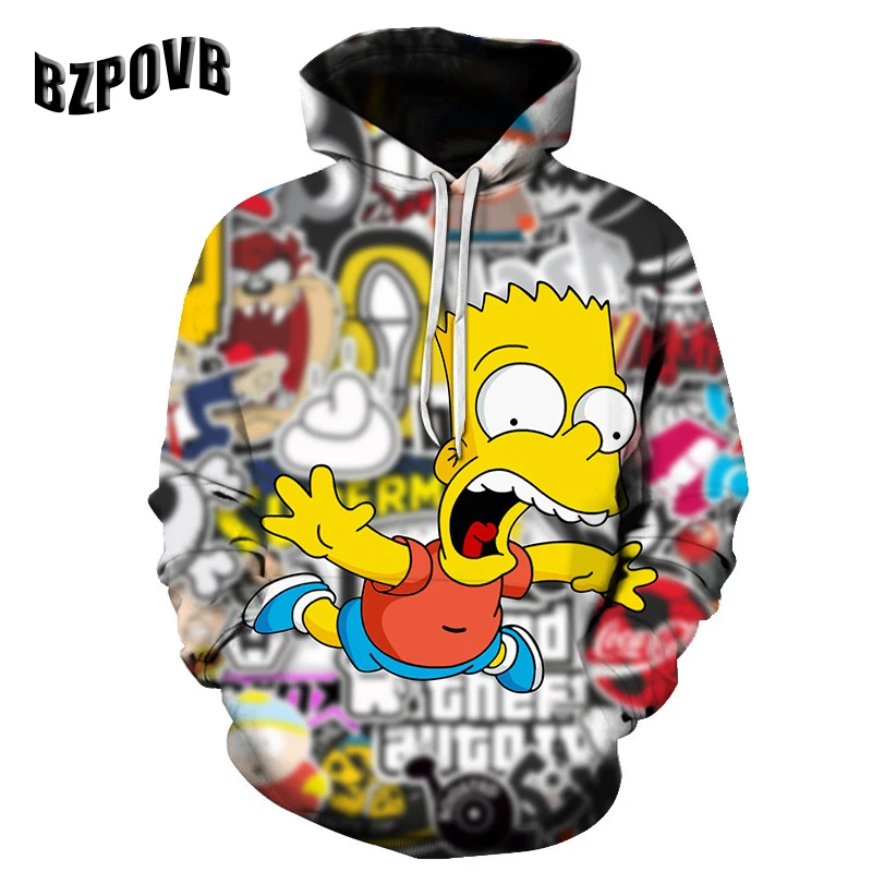 Забавный Homer Simpson и его сын аниме Толстовка мужская 3D печать брендовый пуловер