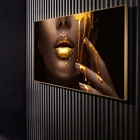 1 шт. большие настенные картины для гостиной, женское лицо с золотой жидкостью, плакаты для домашнего декора HD принты картины на холсте