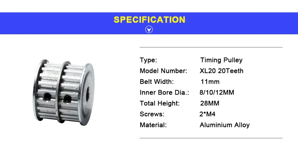 LUPULLEY XL20 зубной двойной закругленный зубчатый шкив двойной головкой алюминиевый зубчатый 20 ширина ремня 11 мм двойной круглый шкив