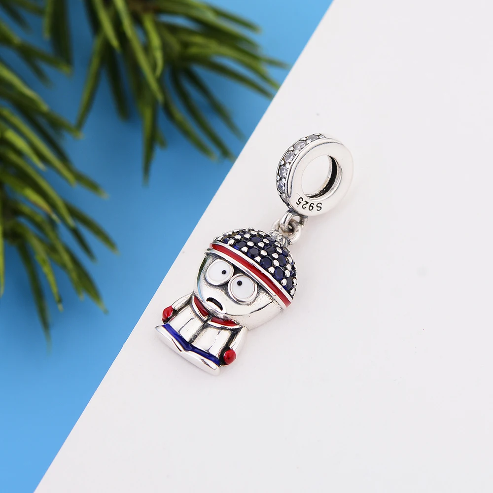 

Fit Original Brand Charm Bracelet 925 Sterling Silver Cartoon Boy With Blue Cat God Dammit Bead For Making Women Berloque 2021