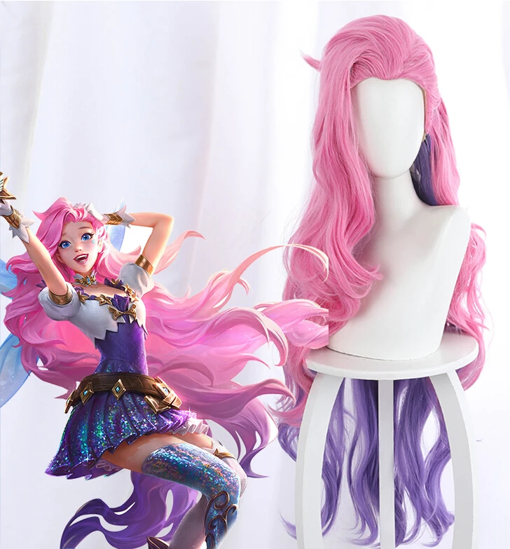 

Game LOL KDA Cosplay Seraphine Wig 100cm Pink Long Heat Resistant Synthetic Hair Party Wigs
