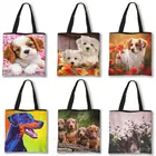 Прекрасное платье с цветочным узором с принтом собаки по индивидуальному заказу Сумка-тоут сумка модная женская зимняя обувь, ткань для девочек милые Kirky складывающиеся многоразовые сумки для покупок