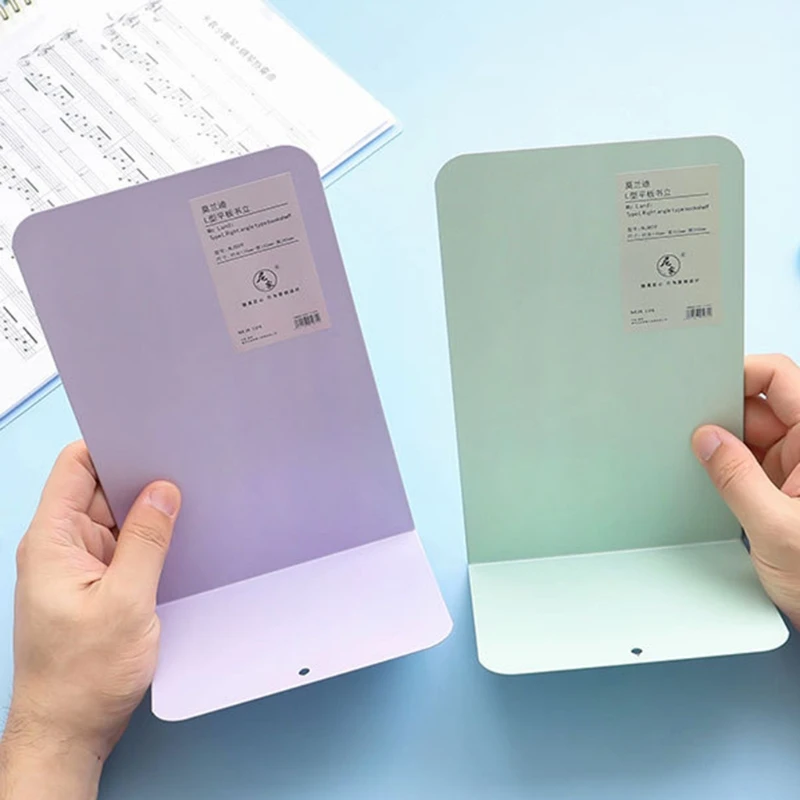 

1 Pair Morandi L Shape Metal Bookends Reading Book Support Stand Shelf Desktop Office Document Magazine Organizer Rack Holder