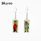 Новинка 2021, прямоугольные серьги-Крючки в виде забавных персонажей фильмов жуткости от Beetlejuice, картины ручной работы