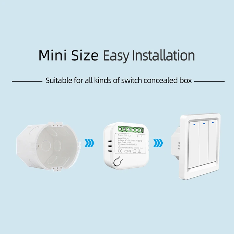 

5Pcs Mini Smart DIY Switch 10A WiFi Buletooth Supports 2 Way Control Smart Home Automation Module With Alexa Google Tuya