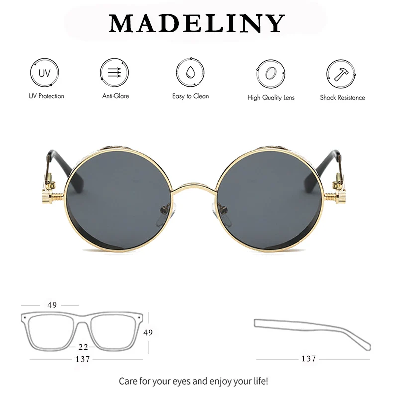 Женские и мужские круглые солнцезащитные очки MADELINY брендовые дизайнерские