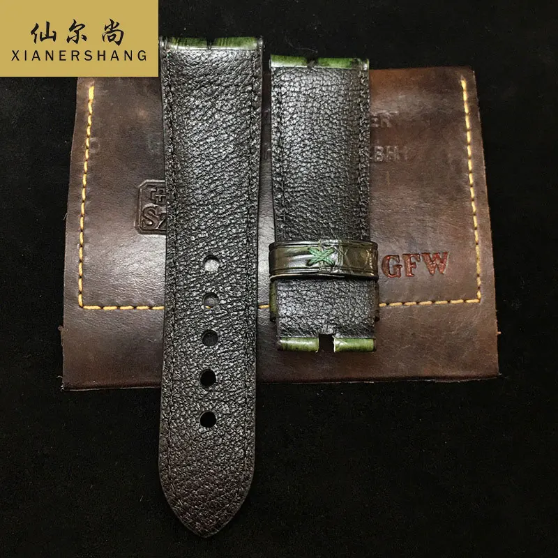 

New Universal Handmade Strap Custom Crocodile Skin Watchbands Men Women Alligator Watch Band 20MM 22MM 24MM Genuine Leather Belt