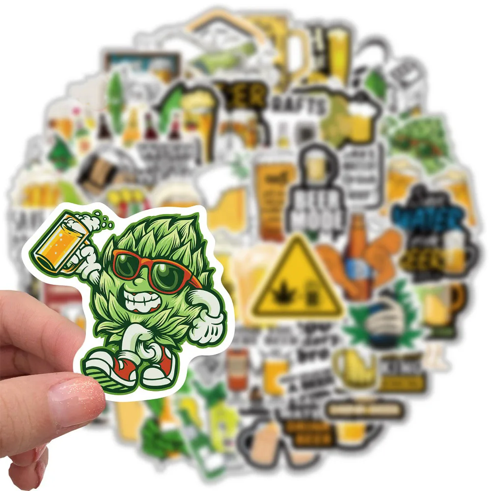 

50/100PCS Funny Character Hemp Leaf Sticker Cool Beer Stickers Aesthetic Laptop Phone Water Bottle Waterproof Graffiti Packs Toy