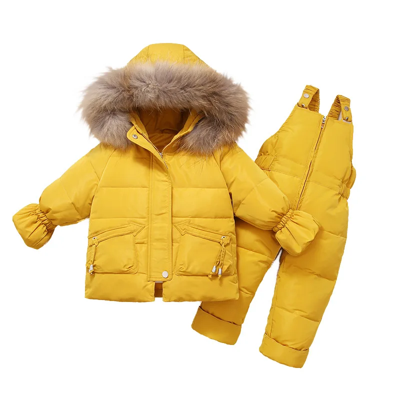 

-30 Degree Infant Baby Clothing Sets 2pcs Thick Warm Down Jackets Parkas+Jumpsuits 2020 New Winter Baby Boys Girls Skiing Suits