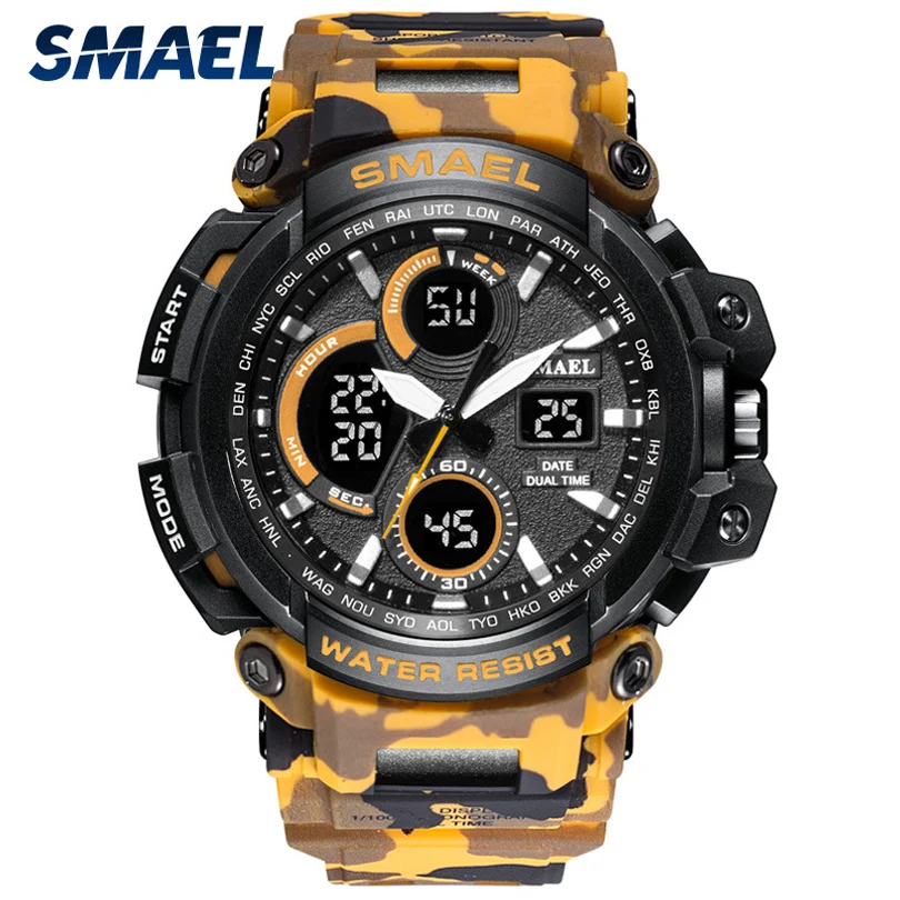 

SMAEL 1708B Camouflage Strap Military Watch Men Sport Waterproof LED Digital Watches Male Analog Quartz Clock Relogio Masculino