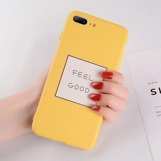 6 Чехол для телефона KJOEW для iPhone 11 Pro Max 6 6S 7 8 Plus X XR XS MAX Милая мультяшная борода да буква Желтая Мягкая ТПУ задняя крышка Couqe - Цвет: 6