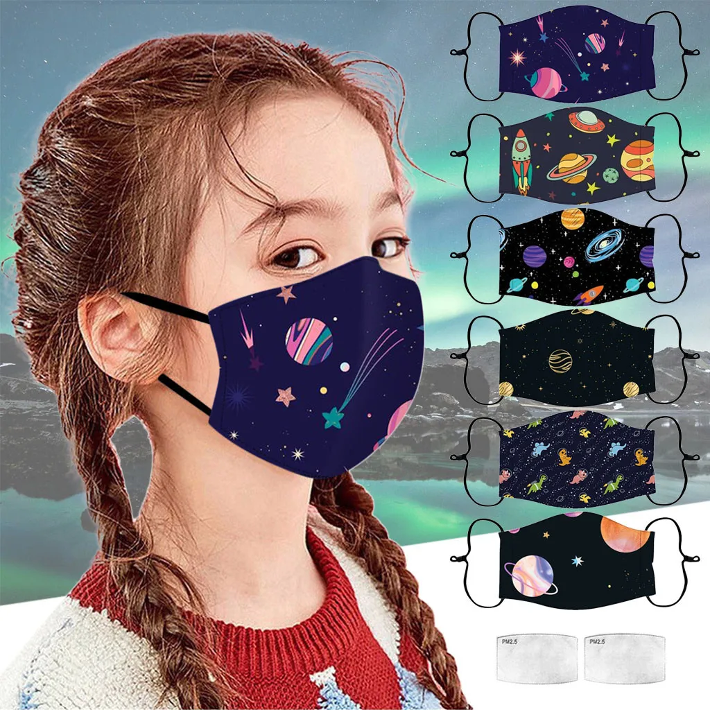 Детская маска для полости рта + 2 шт. фильтры чехол с мультипликационными героями