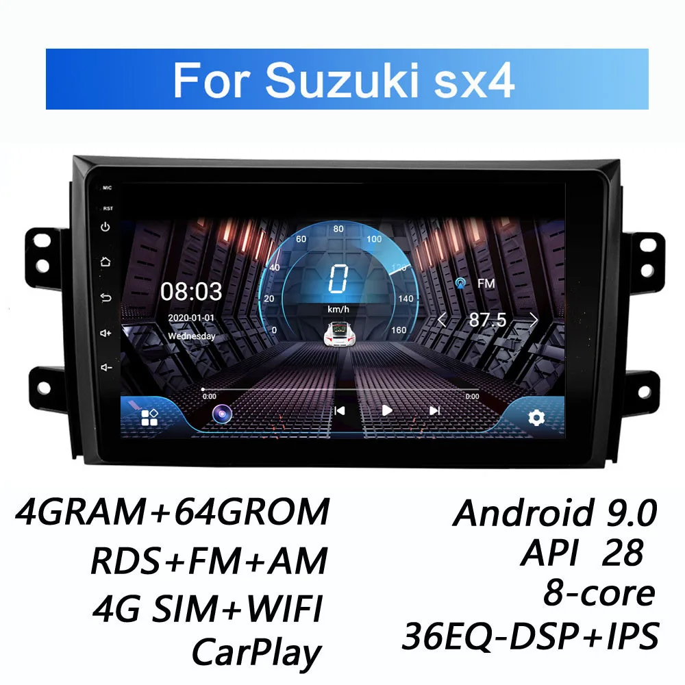4G + 64 DSP 2 Din Android 9 0 автомобильный dvd мультимедийный плеер GPS для Suzuki SX4 2006 2007 2008 2009 2010