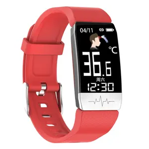 T1S Smart Watch Band With Temperature Measure ECG Heart Rate Blood Pressure Monitor Weather Forecast Drinking Remind