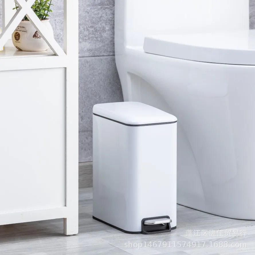 

Прямоугольная Педальная корзина из нержавеющей стали для дома, ванной комнаты, отеля, спальни, кухни, с крышкой, небольшая Бесшумная, медлен...