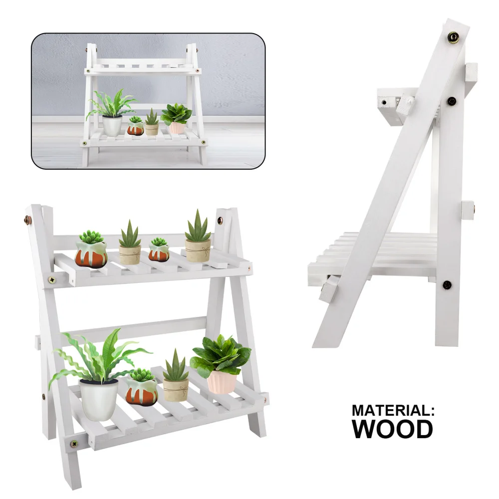

2-Tier Wooden Plant Stand Flower Pot Display Rack Stand Shelf Durable Storage Bonsai Holder Organizer For Indoor Outdoor Patio