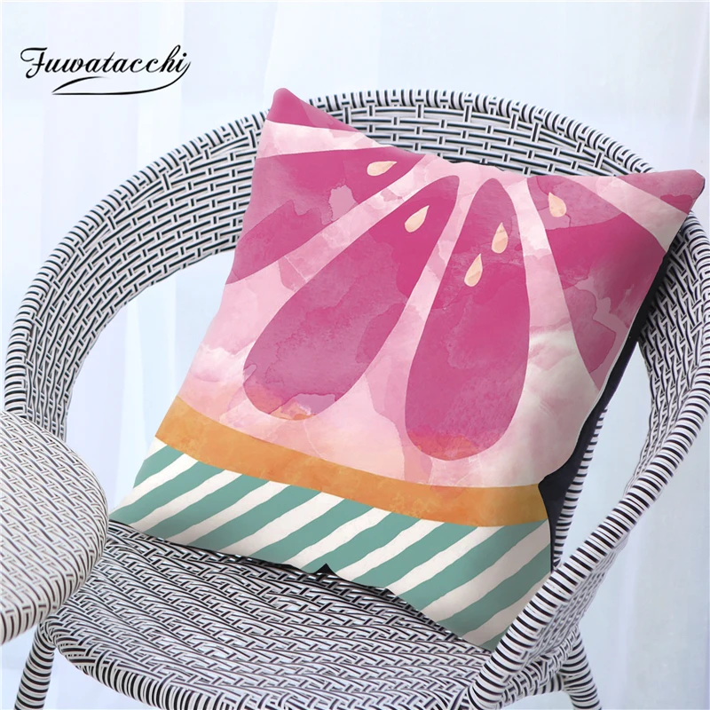 

Fuwatacchi Red Fruit Cushion Cover Watermelon Printed Pillow Covers for Home Sofa Car Decoative Throw Pillowcase 45*45cm