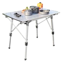 high outdoor table adjustable aluminium alloy table silvery folding camping hiking climbing table