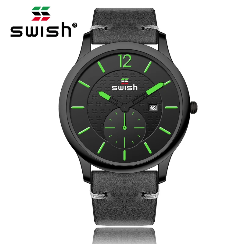 SWISH 2020 мужские наручные часы Топ бренд Роскошные водонепроницаемые 24 часа дата