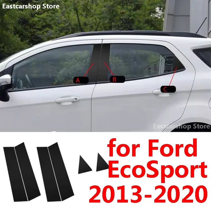 

For Ford EcoSport 2020 2019 2018 Car Door Window Central Middle Column Decoration B C Strip PC Sticker Cover 2017 2013-2016