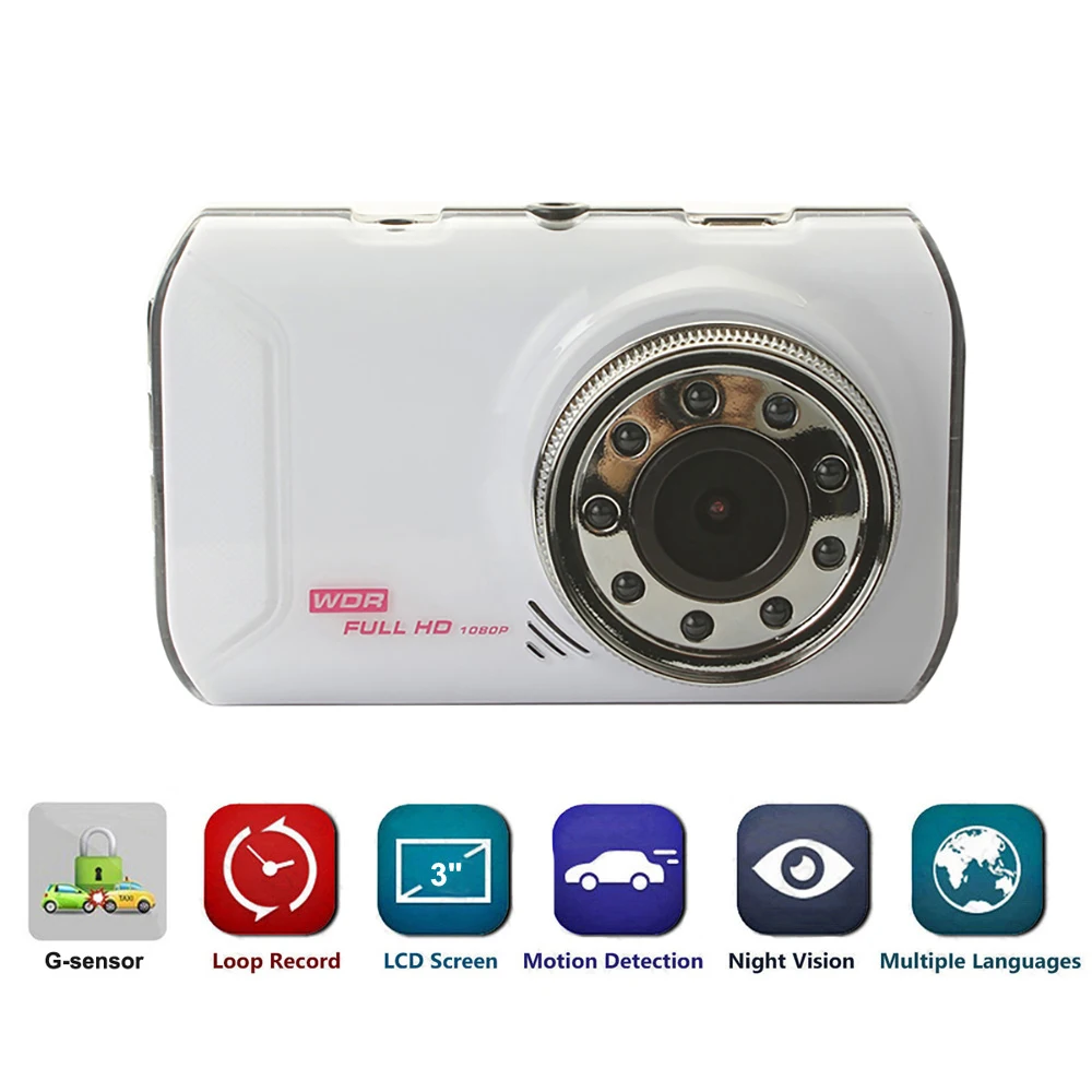 

Видеорегистратор автомобильный, 3,0 дюйма, Full HD 1080P, ночное видение